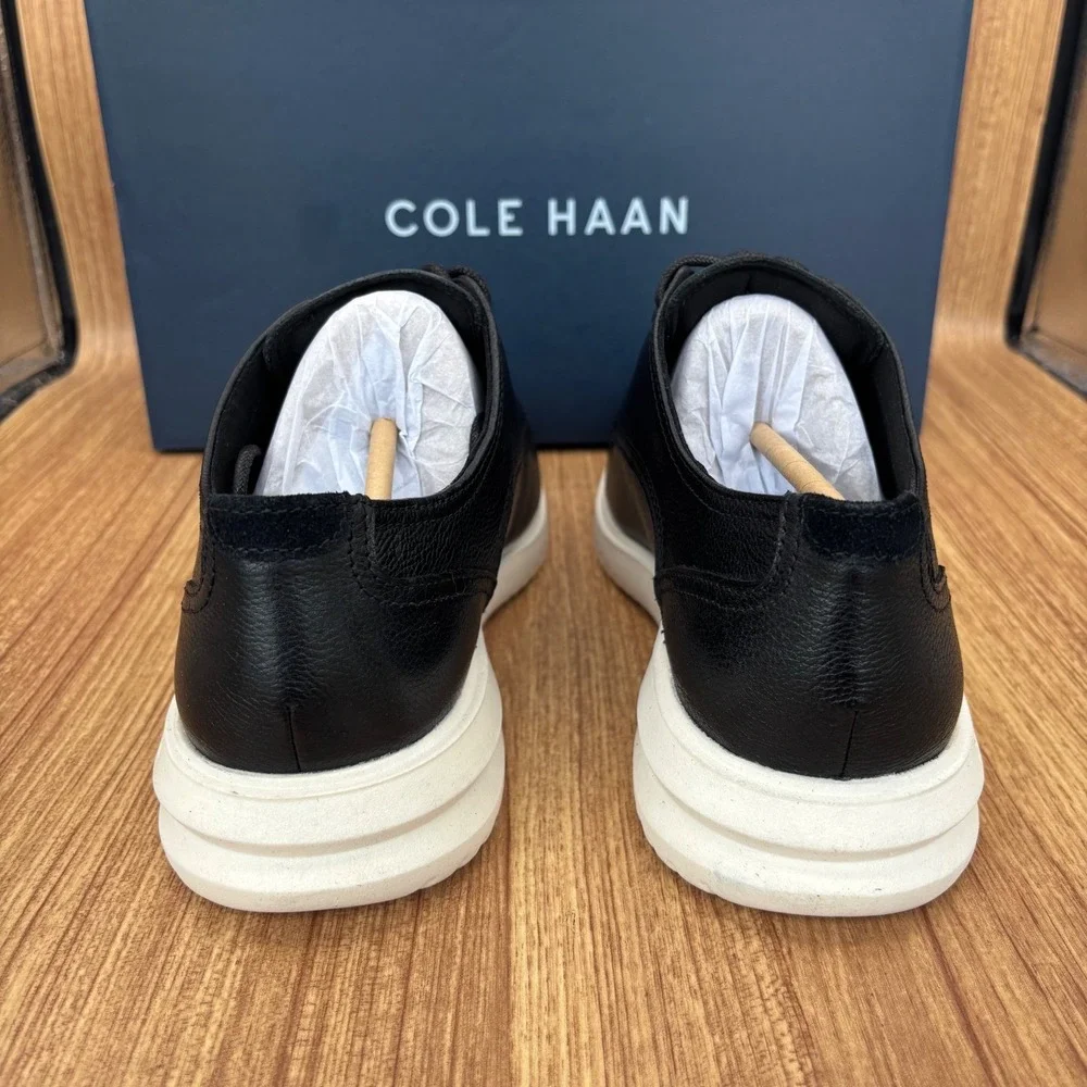 Cole Haan Grand+ Plain Toe Oxford Mens 10 Wide Black Leather Ivory Hybrid NEW